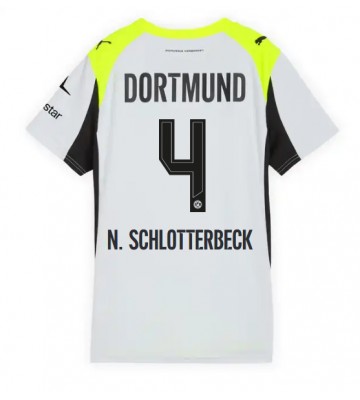 Borussia Dortmund Nico Schlotterbeck #4 Segunda Equipación Mujer 2025-26 Manga Corta